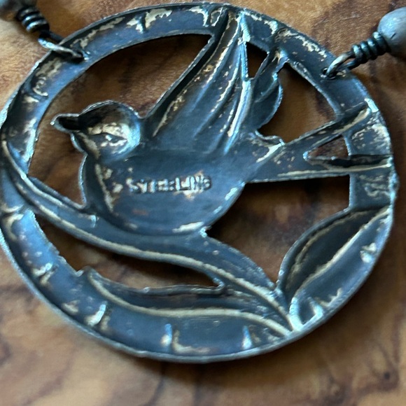 Vintage Sterling Silver Art Deco Swallow Original Necklace - Picture 2 of 7